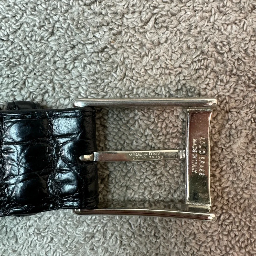 Carmina Shoemaker Black Crocodile Embossed Leather Belt Sz 40 100 Made in Spain